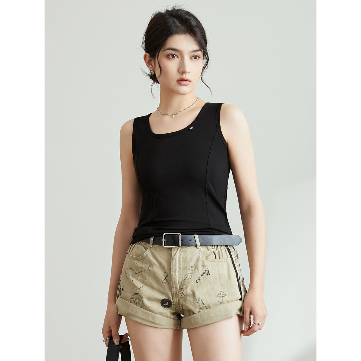 Women's U-neck Vest Slim Top Bottoming Shirt