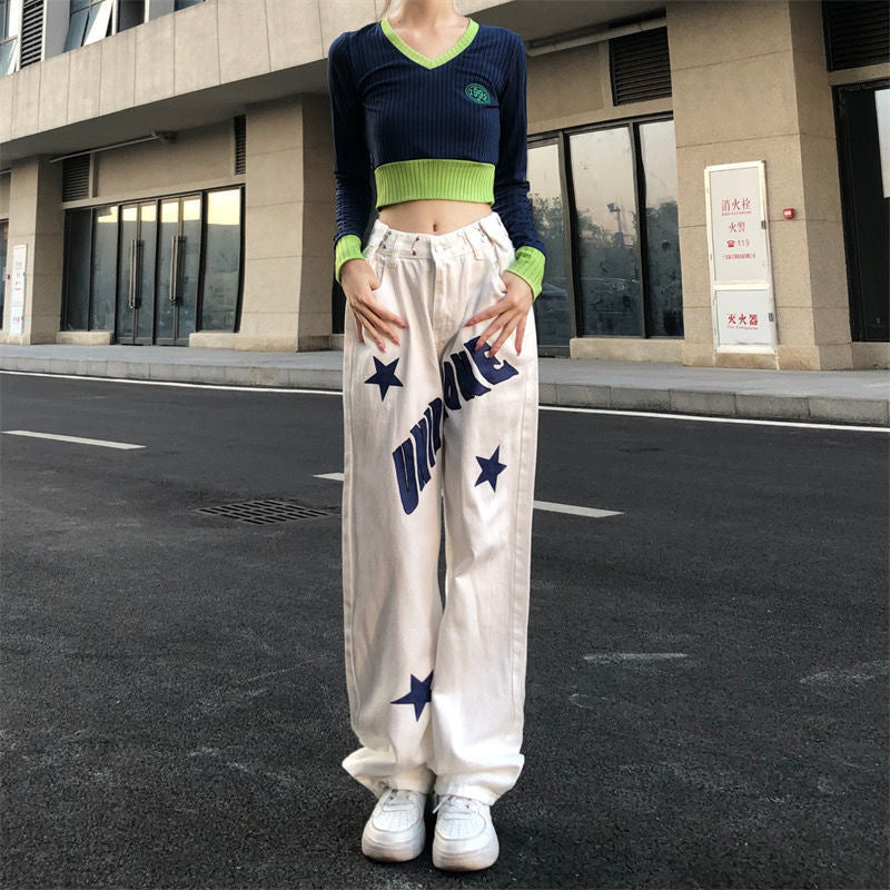 Women's Versatile High Waist Loose Casual Jeans