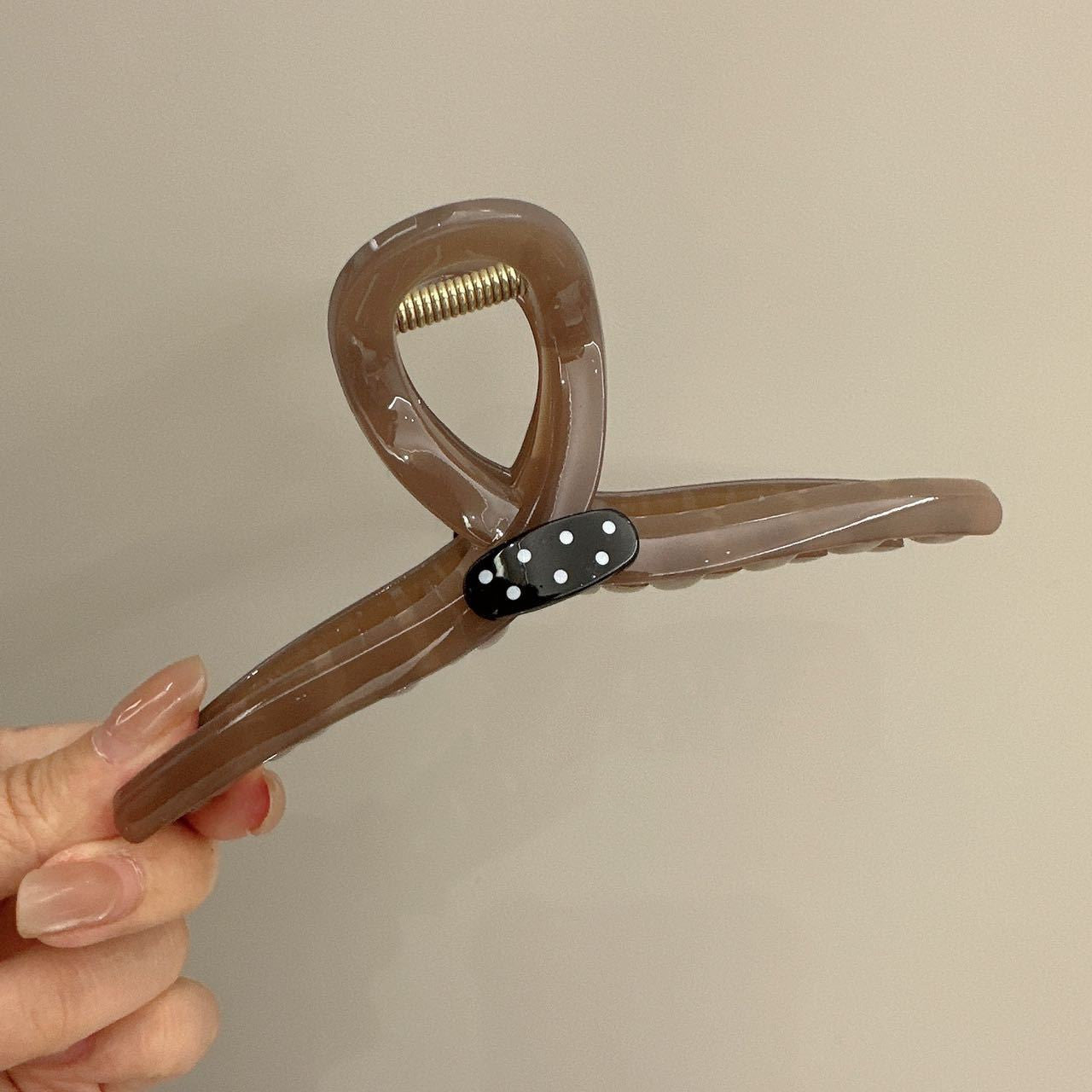 Simple Large Female Hairpin Cross Design Polka Dot