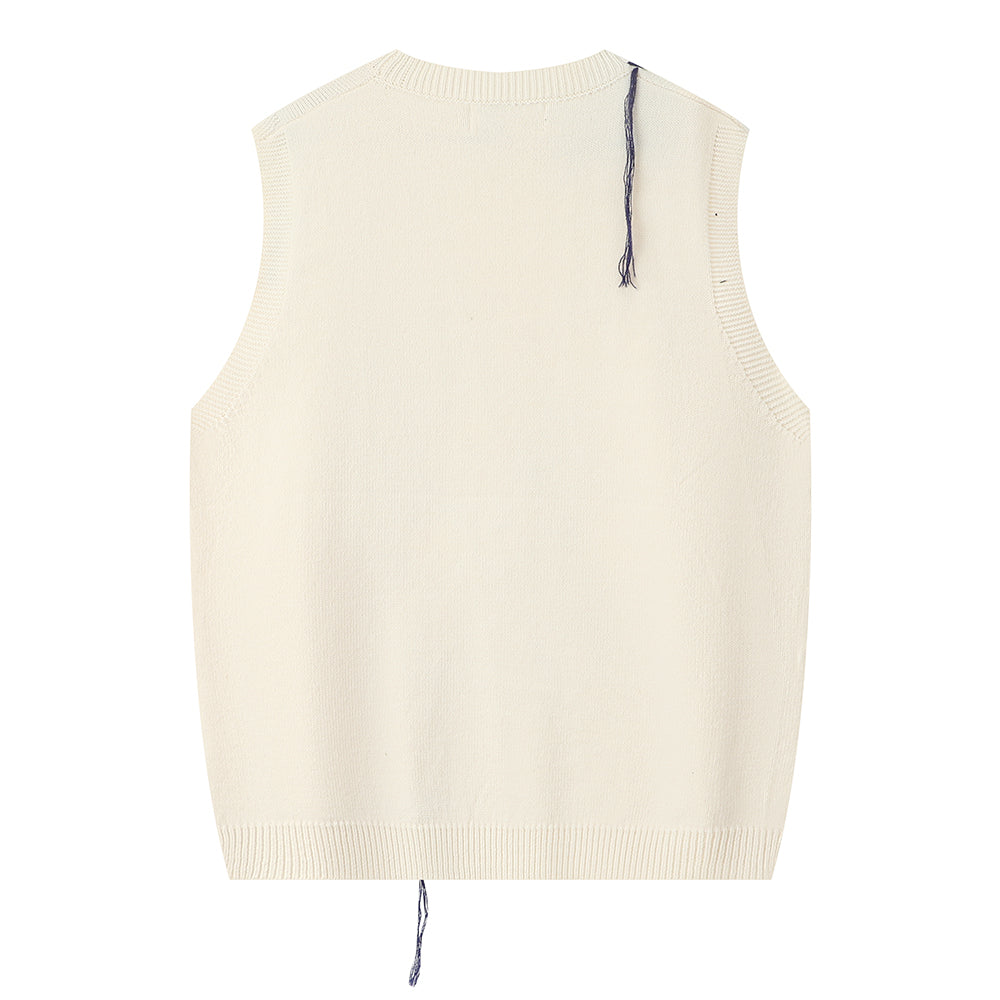 Letter Print Vest Sweater Men's Small