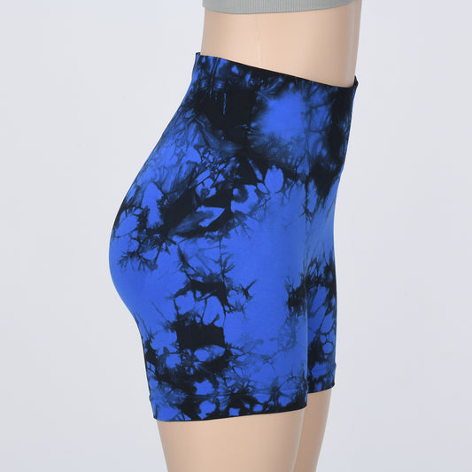 Seamless Tie-dye Sports Tight Shorts