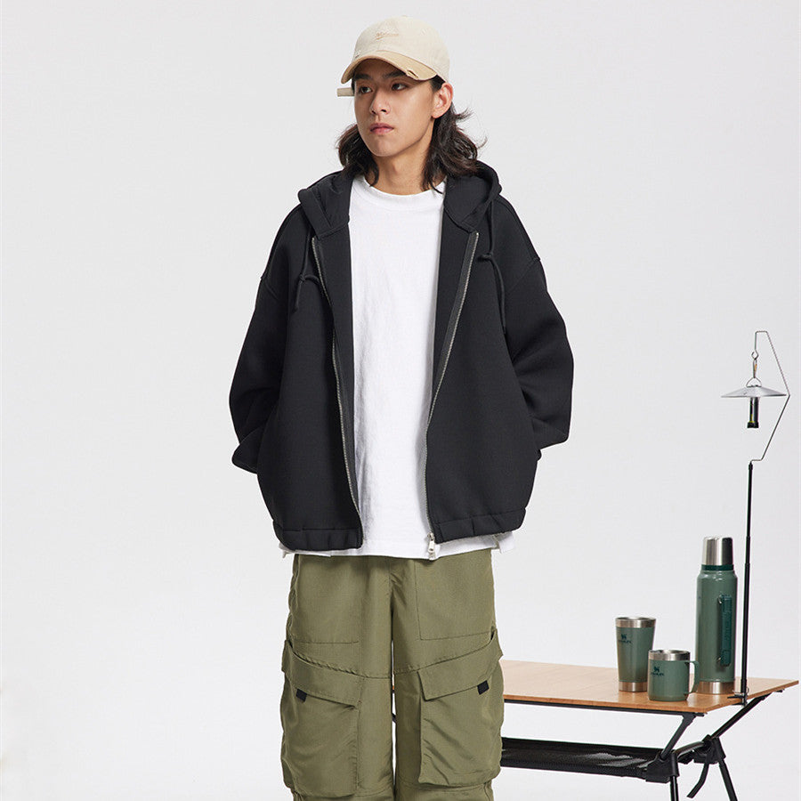 Men's And Women's Fashionable Simple Air Layer Hooded Sweater