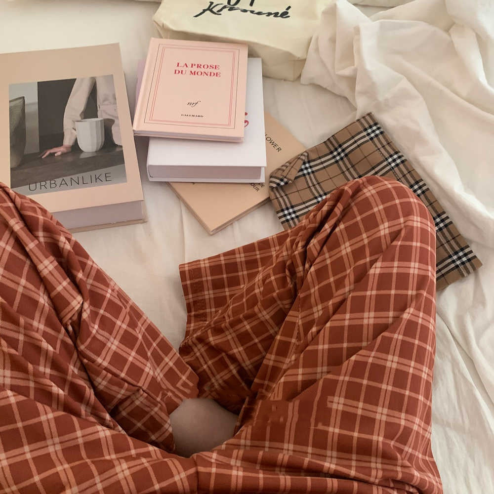 Lazy Feeling Filled With Casual Dirty Orange Checkered Pants