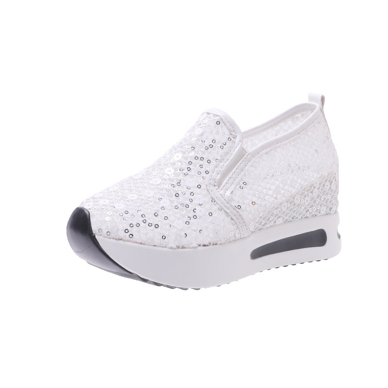 Casual Slip-on High-heeled Loafers Platform-soled Women's Shoes