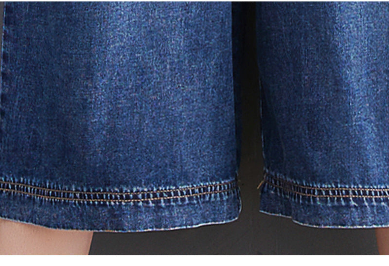 Denim Overalls Five-point Pants Women's Straight Shorts
