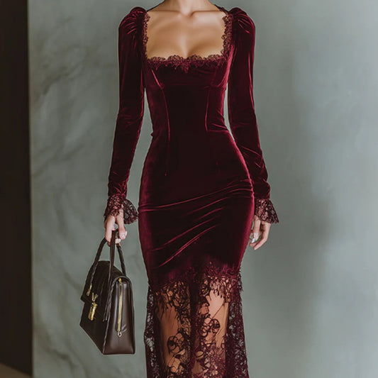 Women's Elegant French-style Lace Cocktail Dress