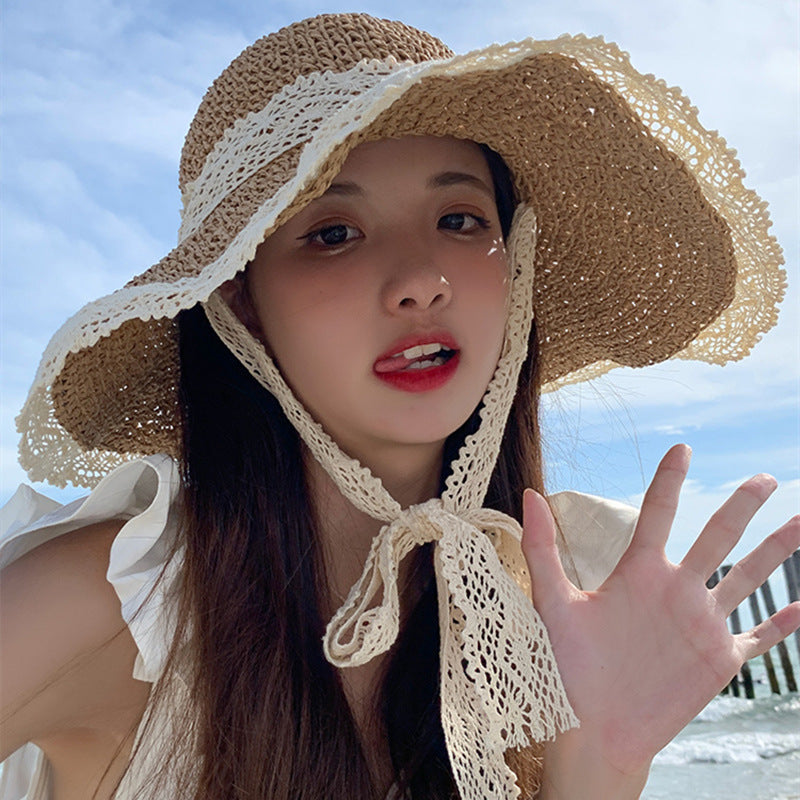 Women's Straw Hat Thin Breathable Lace Hollow