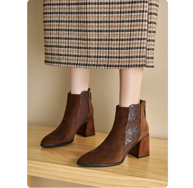 Womens Minimalist Versatile Short Boots With A Back Zipper In British Style