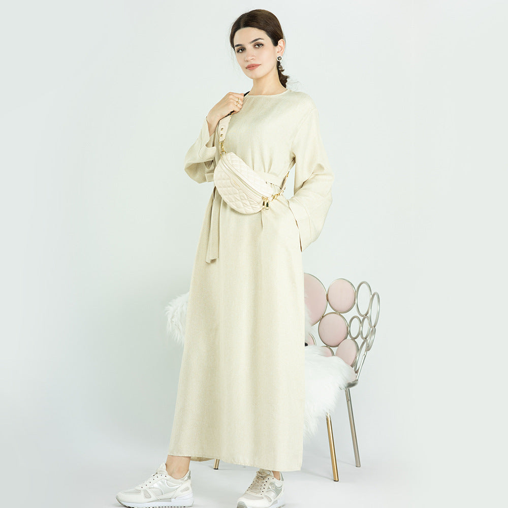 Casual Solid Color Cardigan Robe Suit