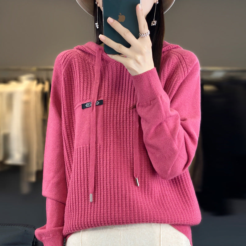 Korean Style Knitted Hooded Sweater Pullover