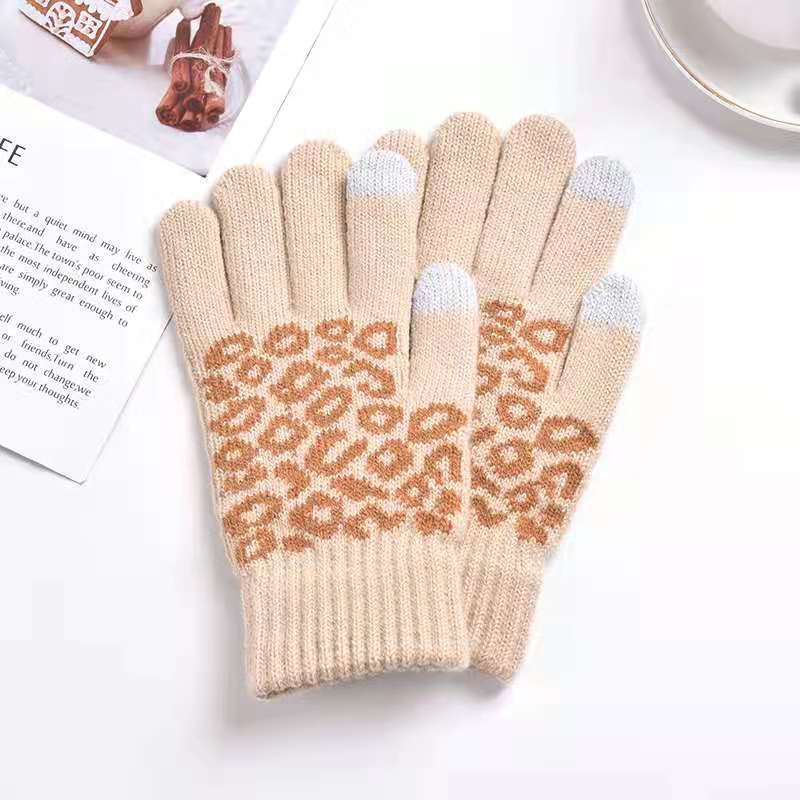 Winter Touch Screen Gloves Knitted Jacquard Men's And Women's Fingers