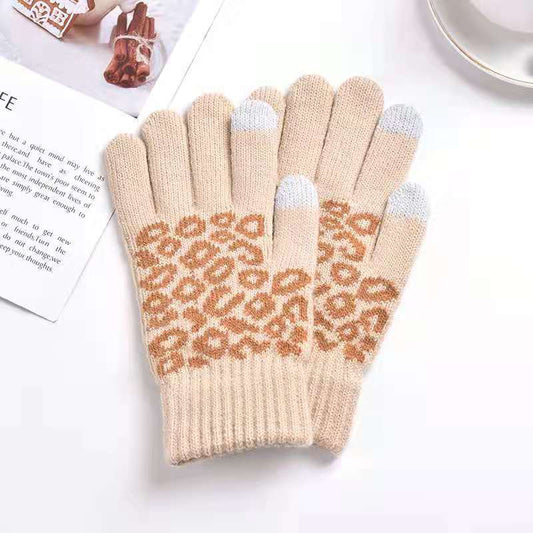 Winter Touch Screen Gloves Knitted Jacquard Men's And Women's Fingers
