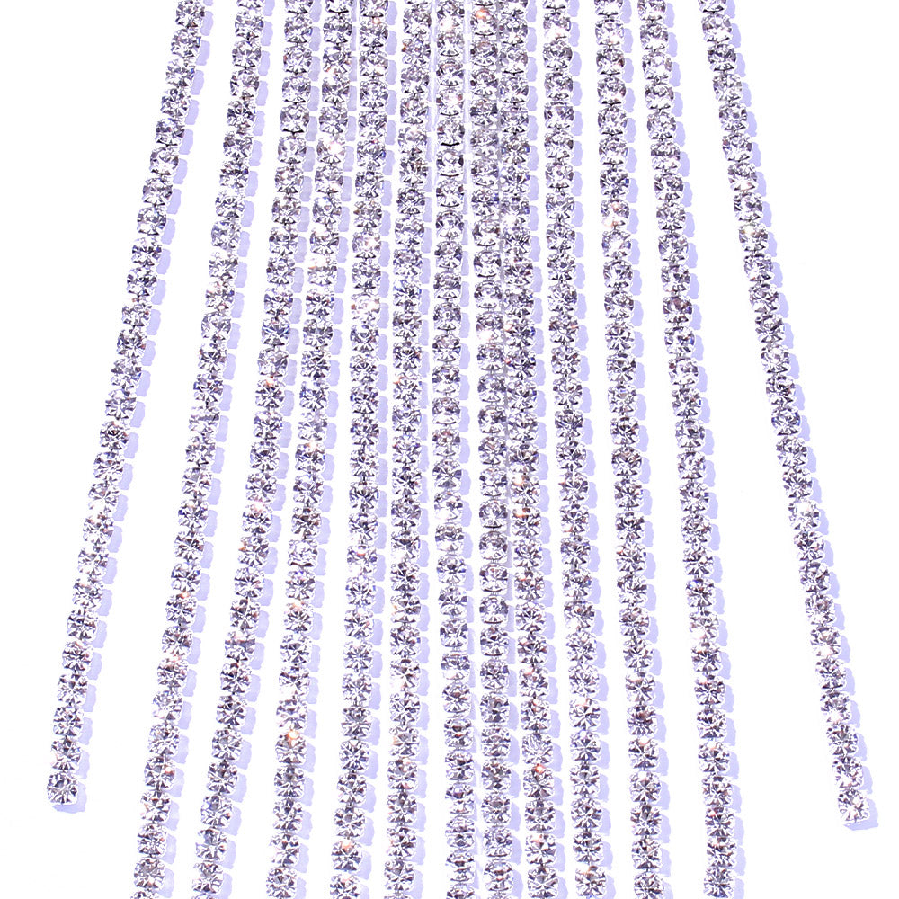 European And American Shiny Rhinestone Luxury Long Tassel Headdress