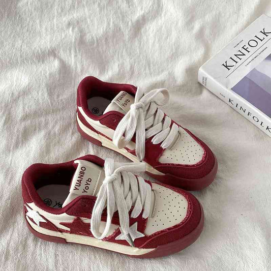 Retro Platform Sneakers til kvinder med stjernemønster Casual Sneaker