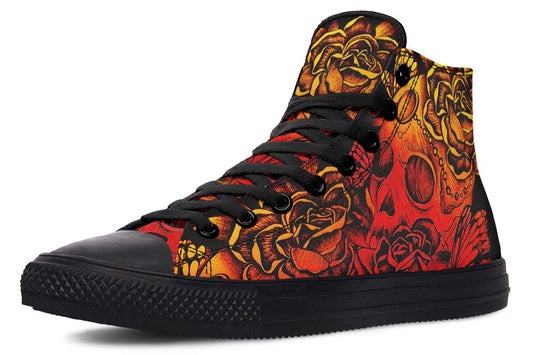 Men's And Women's Fashion Color Printing High-top Canvas Shoes