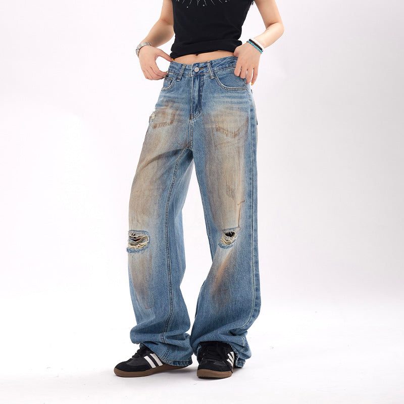 Women's American-style Retro Fashion And Personalized Jeans