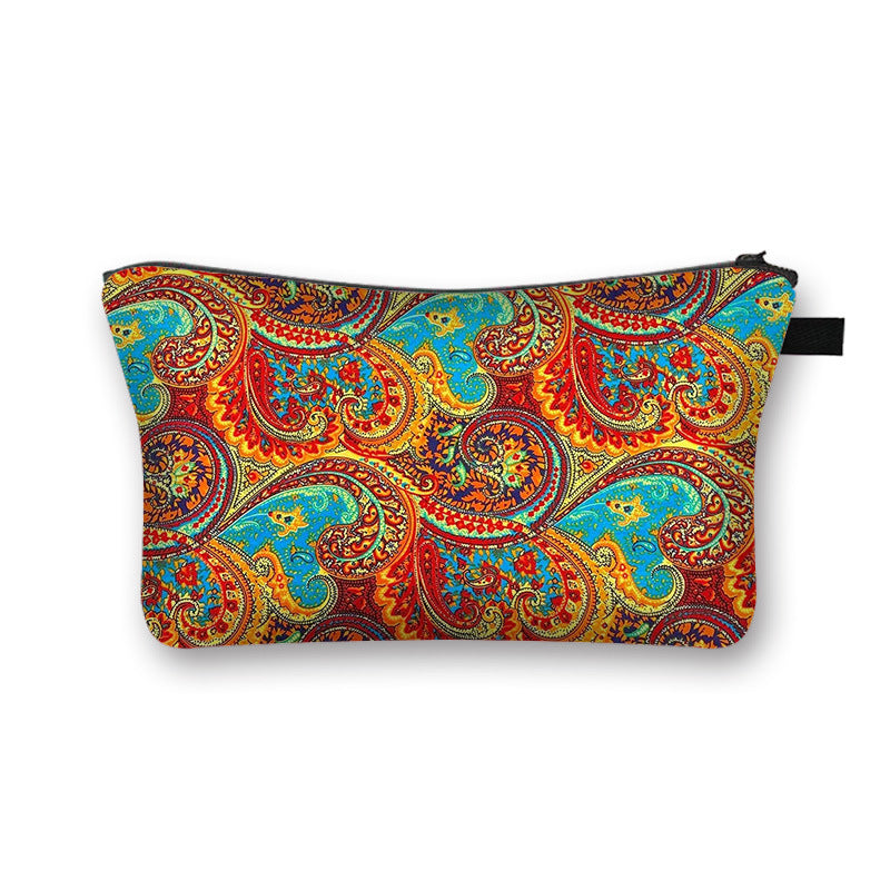 Ny Geometrisk Print Polyester Kosmetiktaske Stor Kapacitet Clutch Taske Dame Mode Rejse Opbevaringstaske