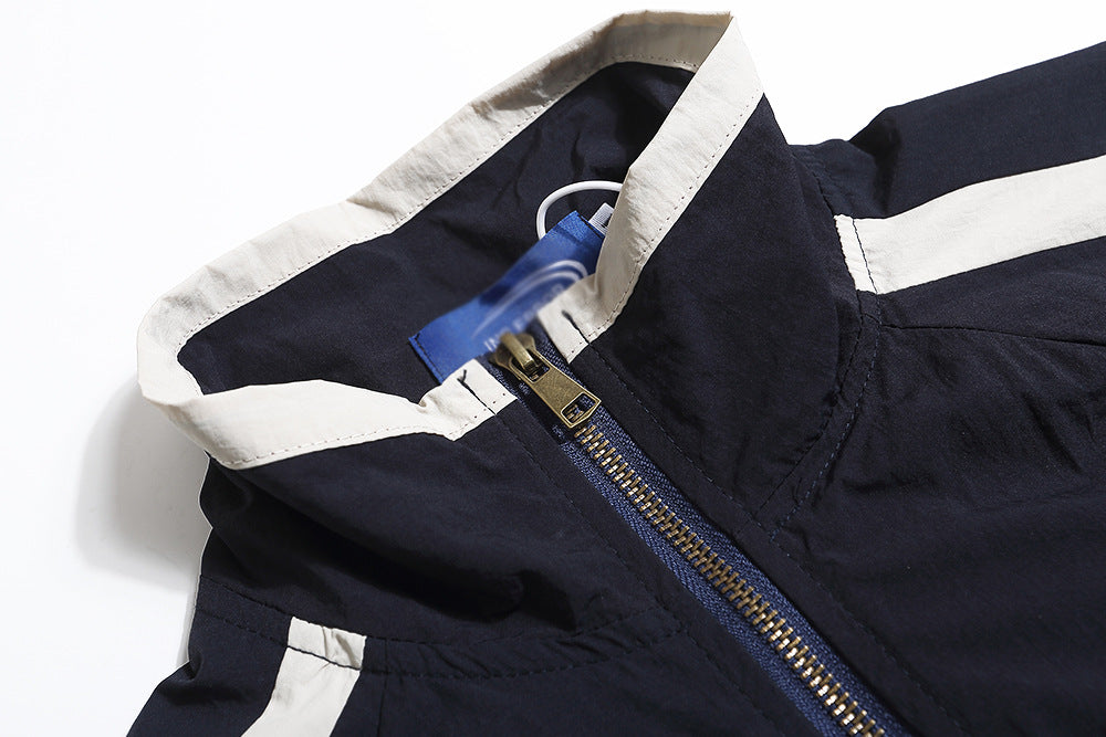 Fashion Contrast Stitching Short Sleeves Shirt Men