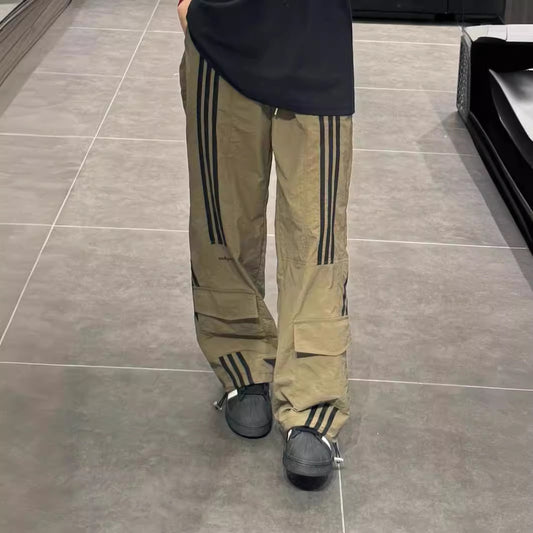 Straight Sports Loose Three Bars Casual Working Pants
