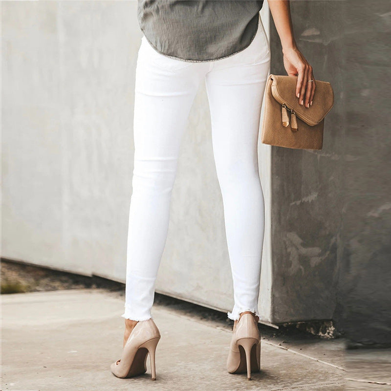 Fashion Casual Women's Solid Color Breasted Trousers