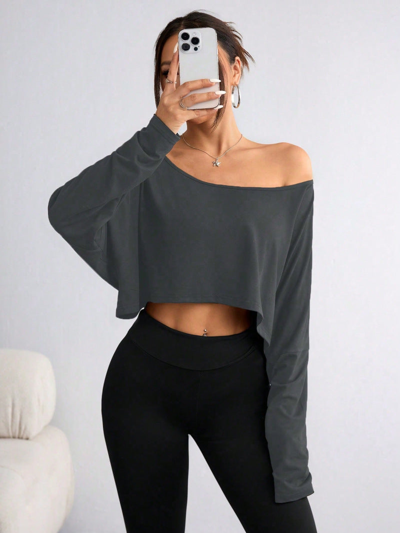 Fashion Off-shoulder Loose Bottoming Top T-shirt Ice Feeling