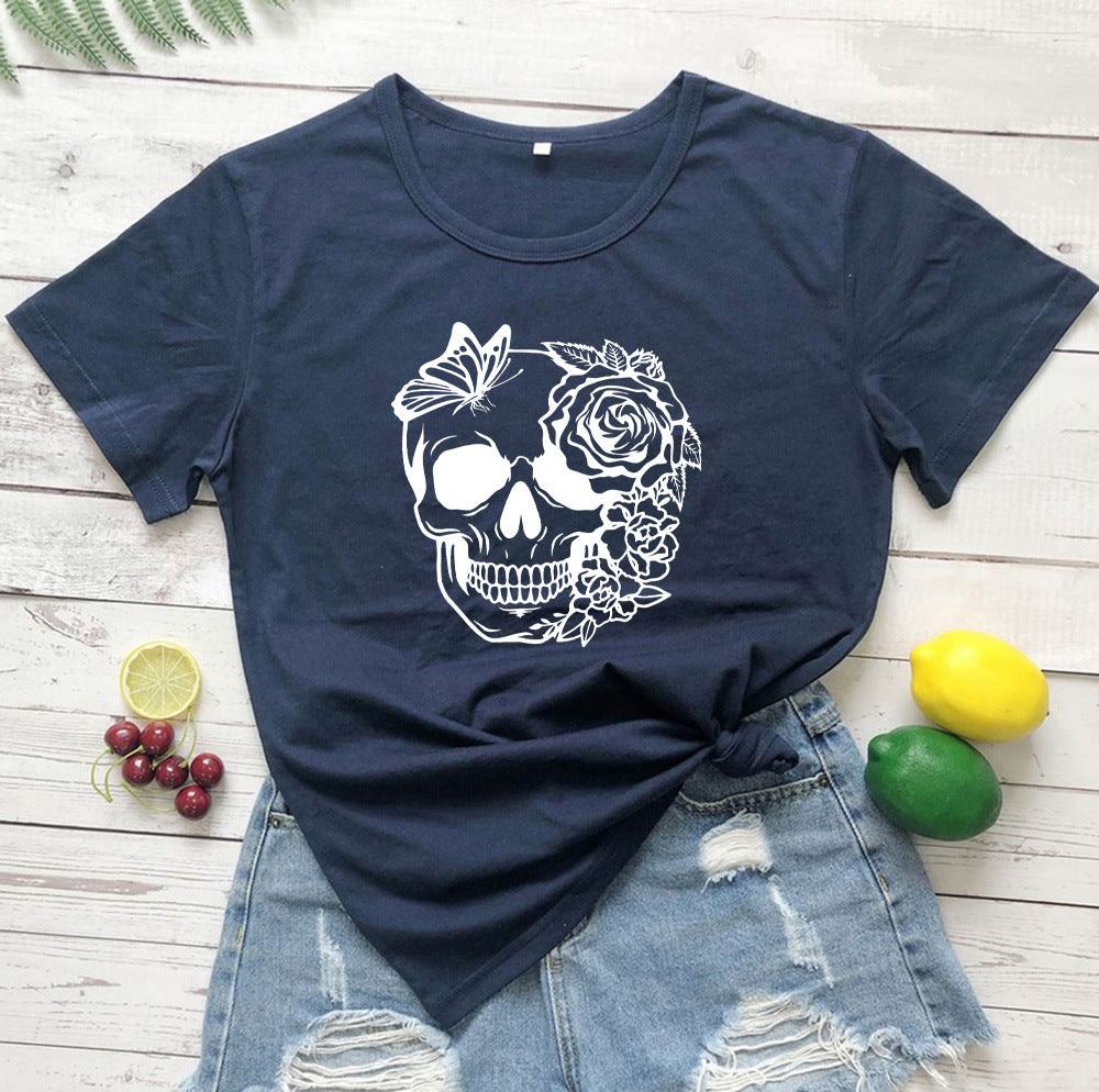 Women's Fashion Print Letter Short Sleeve Top