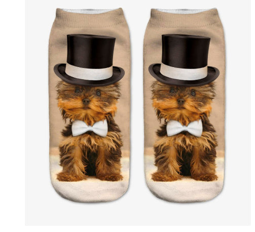 Popular Funny Unisex Short Socks 3D Cat Printed Anklet Socks Casual Socks