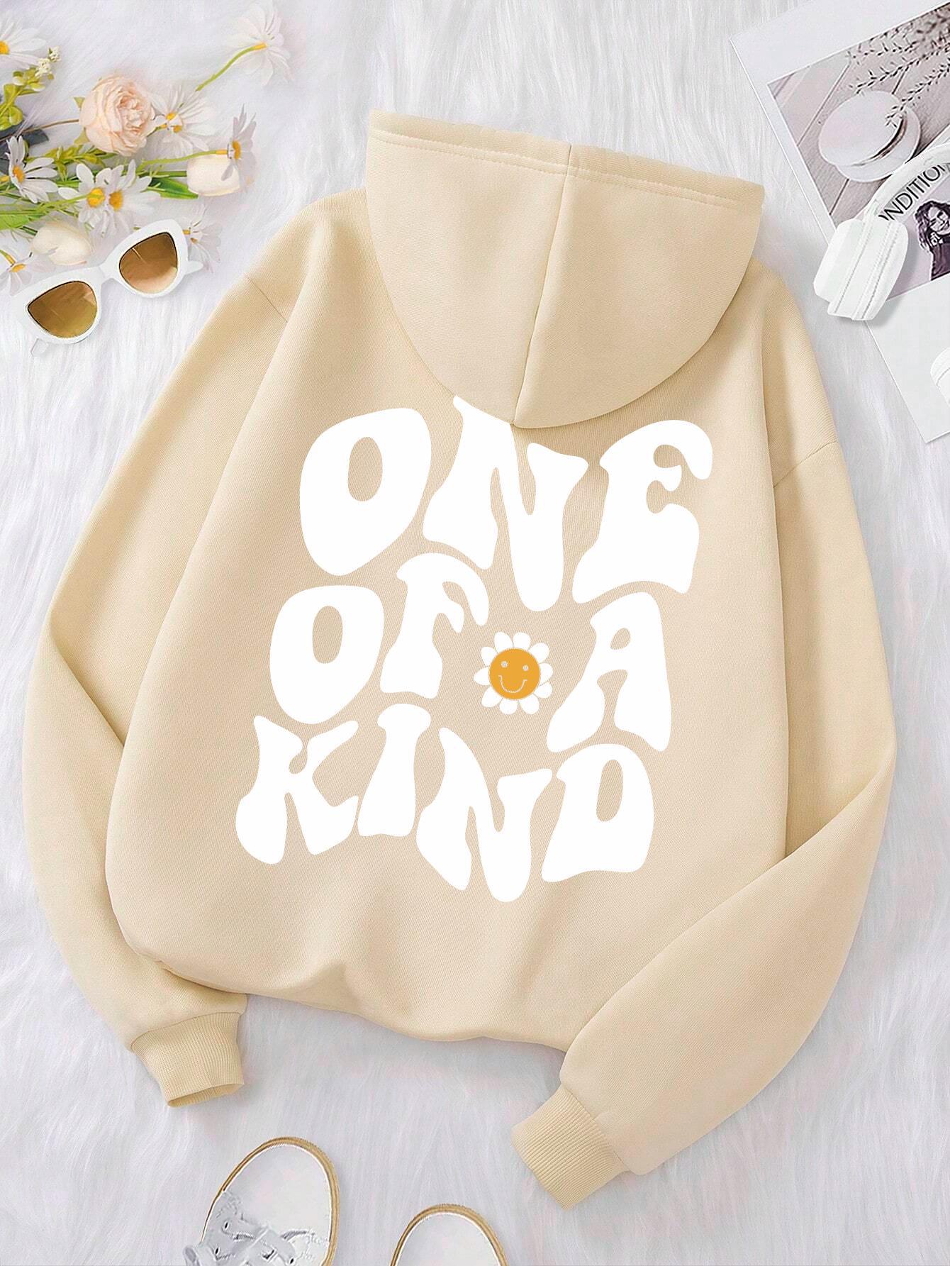Krysantemum Smil Printet Hættetrøje Sweater
