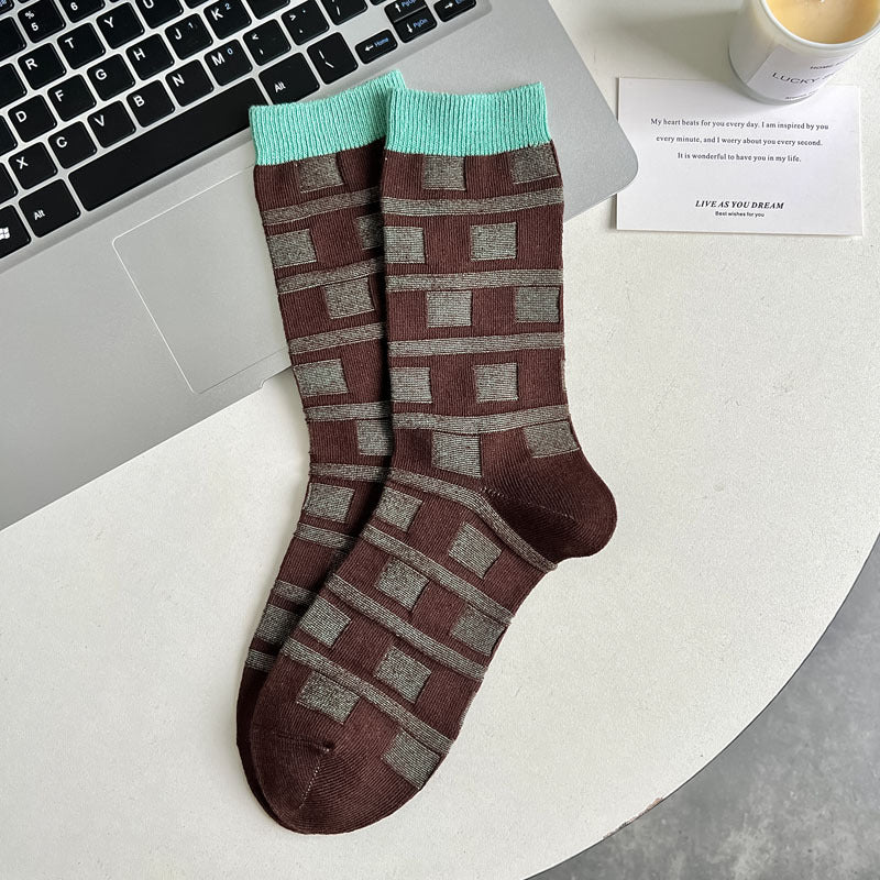 Dopamin Retro Mid-læg Dobbelt Nål Sød Cool Street Dame Løse Sokker