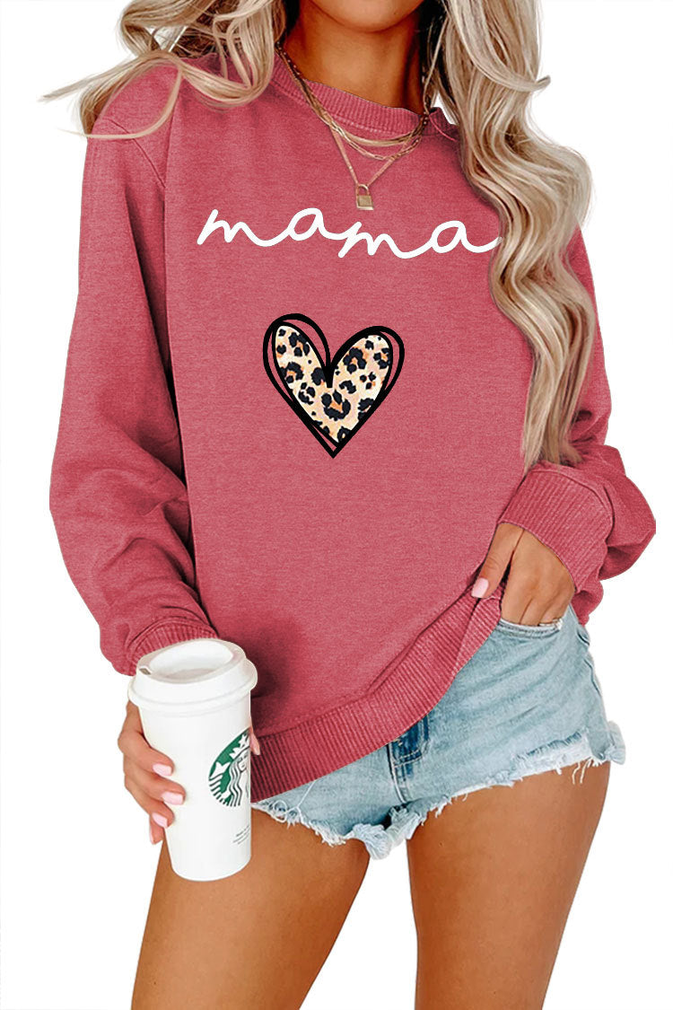 Leopard Print Heart Printing Plus Size Casual Simple Women's Long-sleeved Fleese