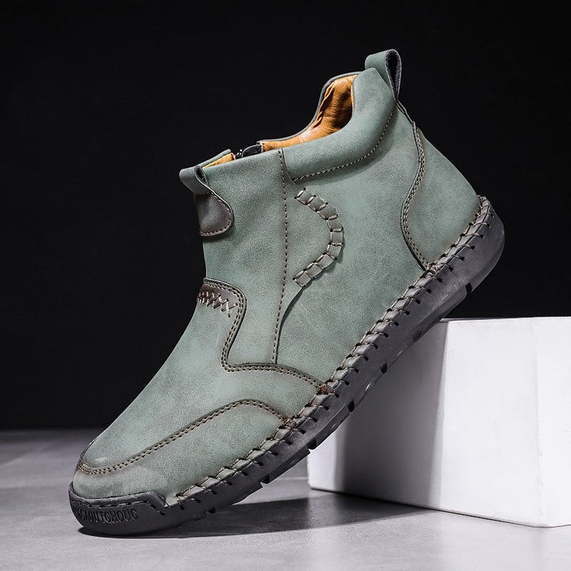 Large Size Handmade Casual Microfiber Leather Mid-top Men's Shoes