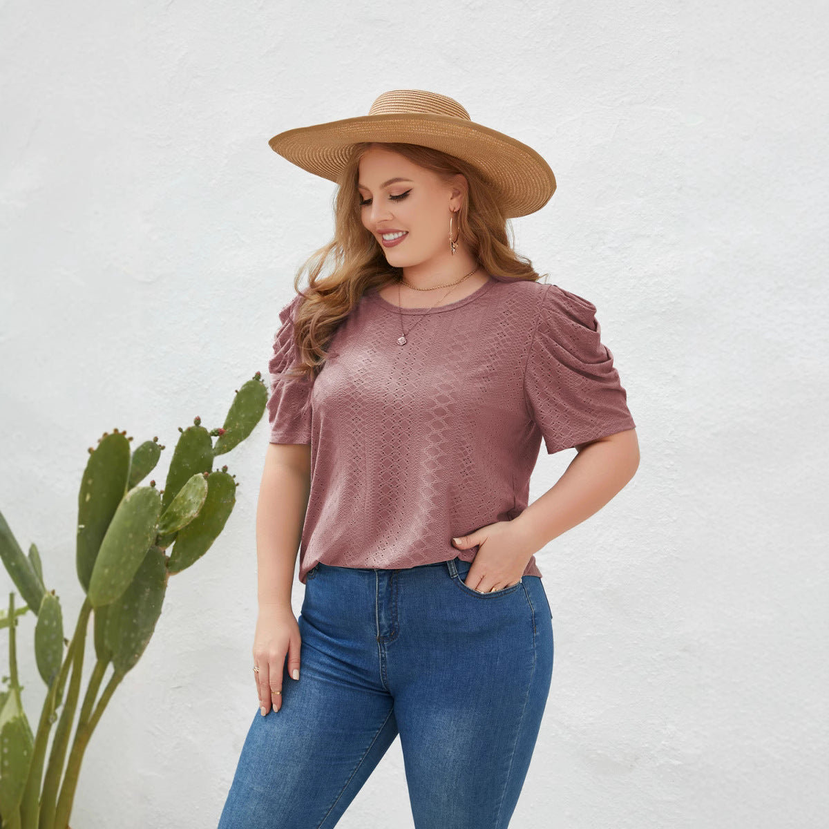 Dame Løs T-shirt Plus Size