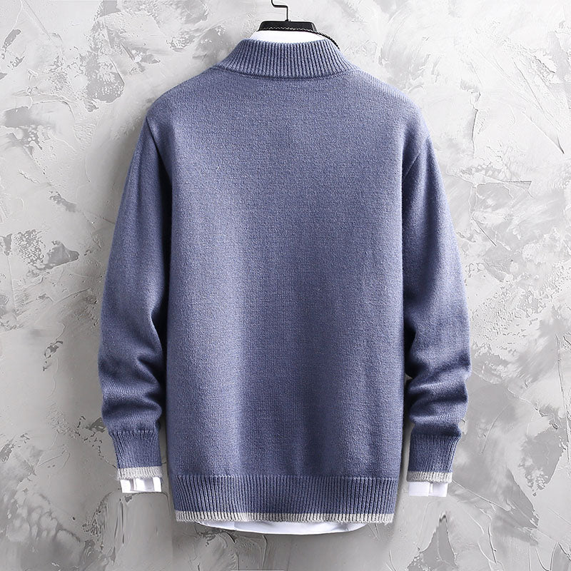 Fashion Half Turtleneck Sweater Men's Loose Long Sleeve Sweater