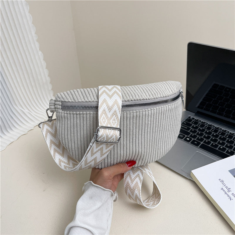 Women's Crossbody Bag Single Shoulder Corduroy Waist Bag