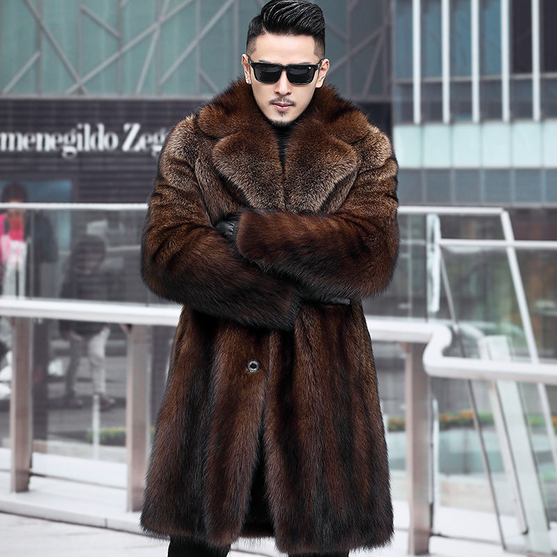 Men's Thick Mid-length Faux Leather Jacket