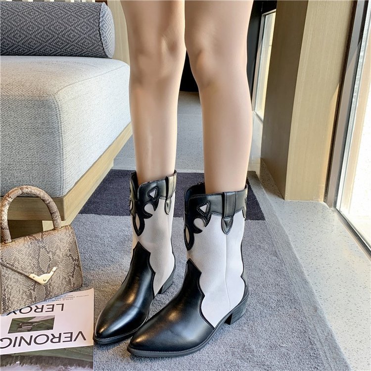 Pointed Toe  With Thick Heel Martin Boots