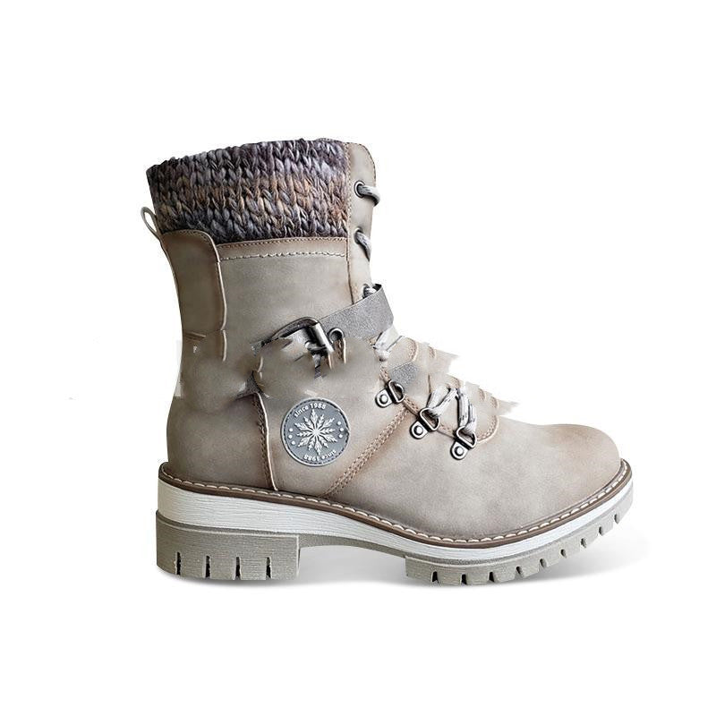 Large Size Mid-to-low Women's Boots With Soles For Autumn And Winter Wool Stitching Martin Boots