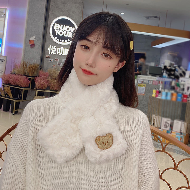 Women's Winter Korean Style All-match Plush Bear Scarf