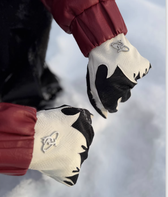 Crocodile-Grain Flame-Contrast Sheepskin Gloves For Winter