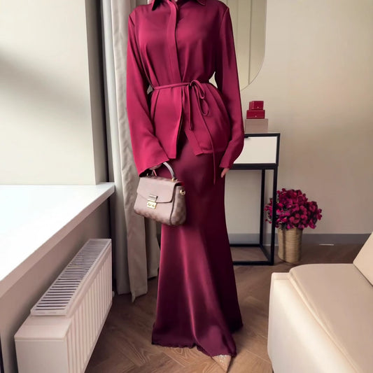 Versatile Buttoned Jacket And Sheath Skirt Set For Women