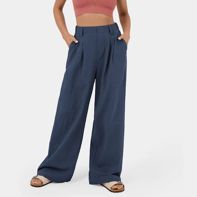 Women's Cotton High Waist Wide Leg Pants