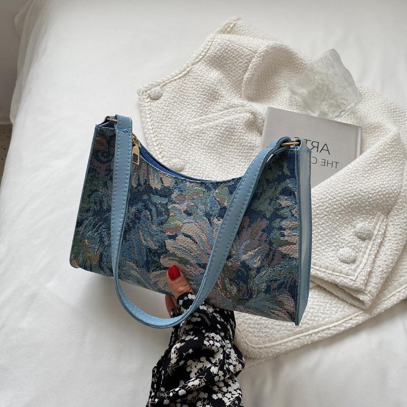 Western Style Popular Oil Painting Fashion Women's Handbag Underarm Bag