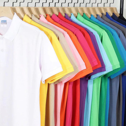 CVC Lapel Polo Shirt Solid Color Workwear Short Sleeve