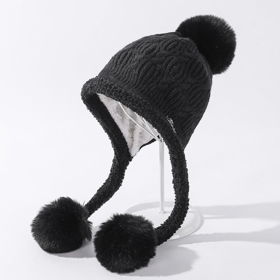 Ladies Autumn And Winter New Style Stitching Lamb Wool Hat