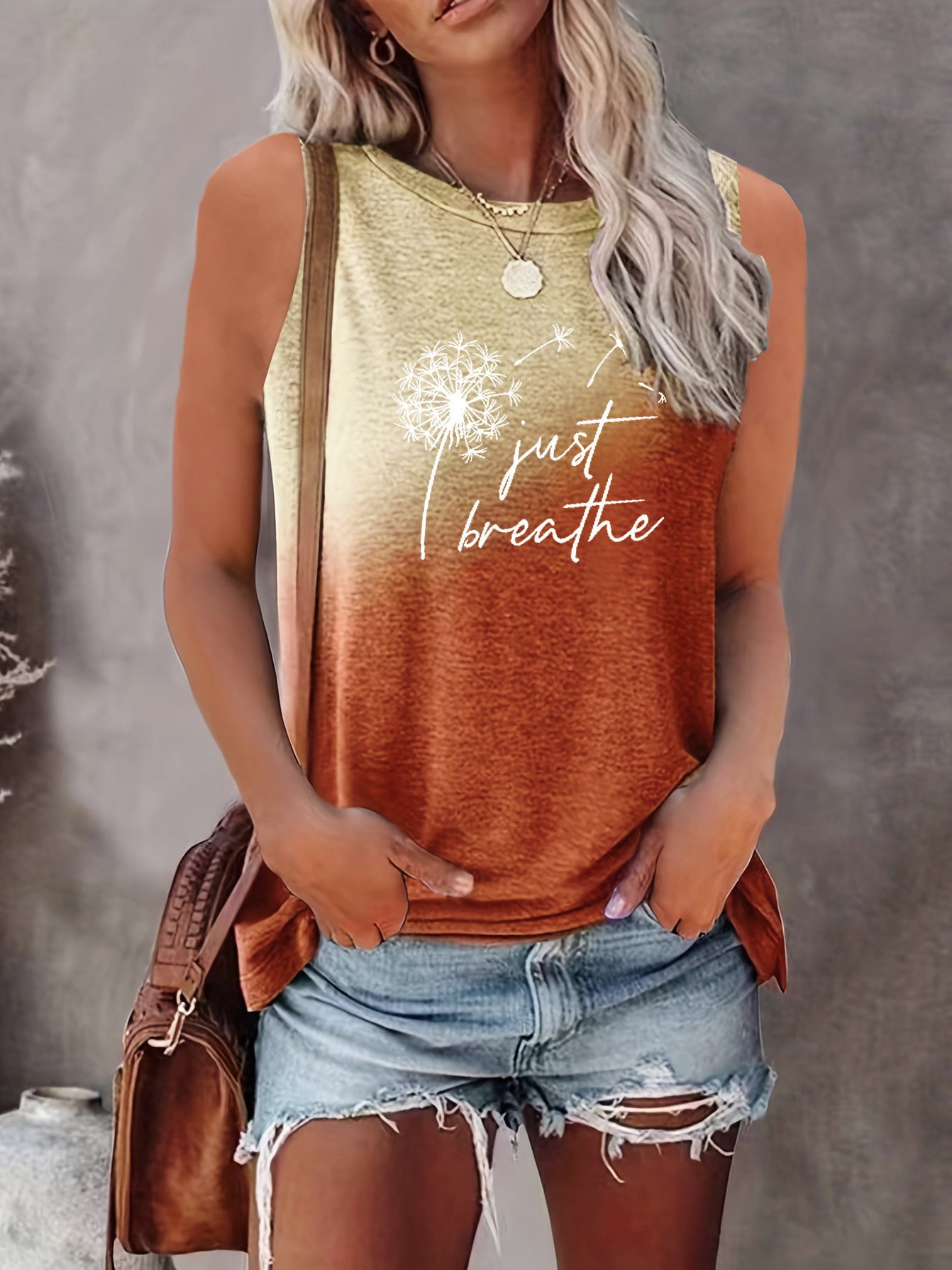 Simple Pu Gong Printed Sleeveless T-shirt