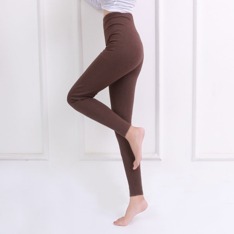 Cotton Slim Fit Thick High Waist Pants