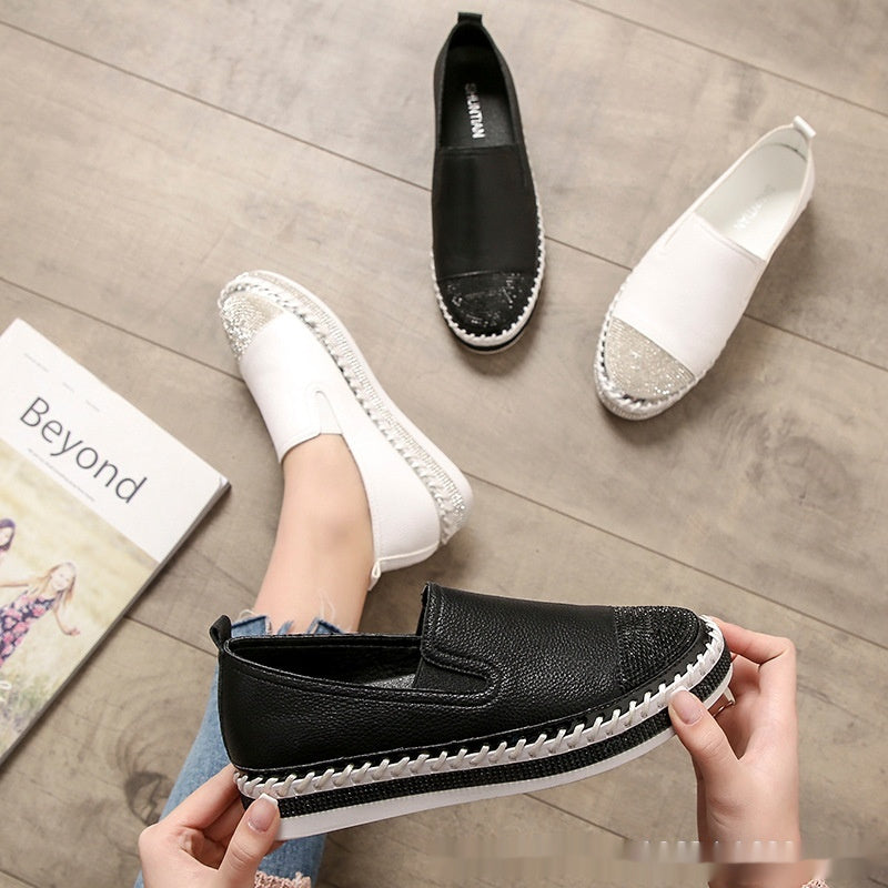 Hvide Sko Til Kvinder Slip-on Gravide Loafers Tyk Sål All-matching