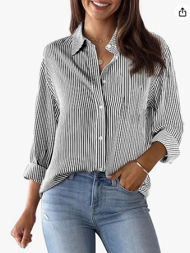 European And American Trendy Shirt Striped Pattern Printed 3D Shirt