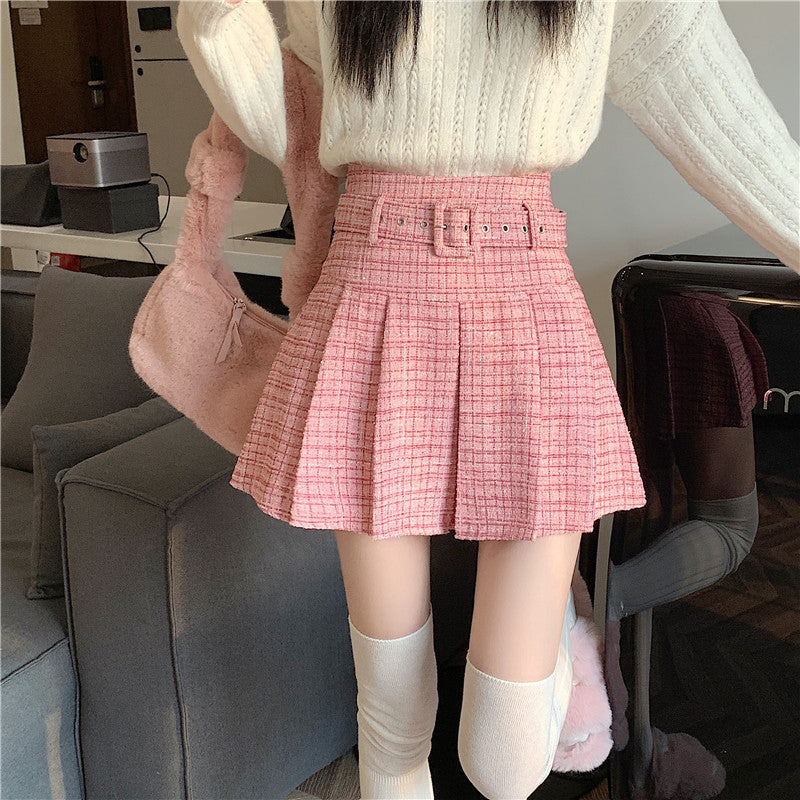 Women's Fashion Tweed Pleated Half-body Skirt
