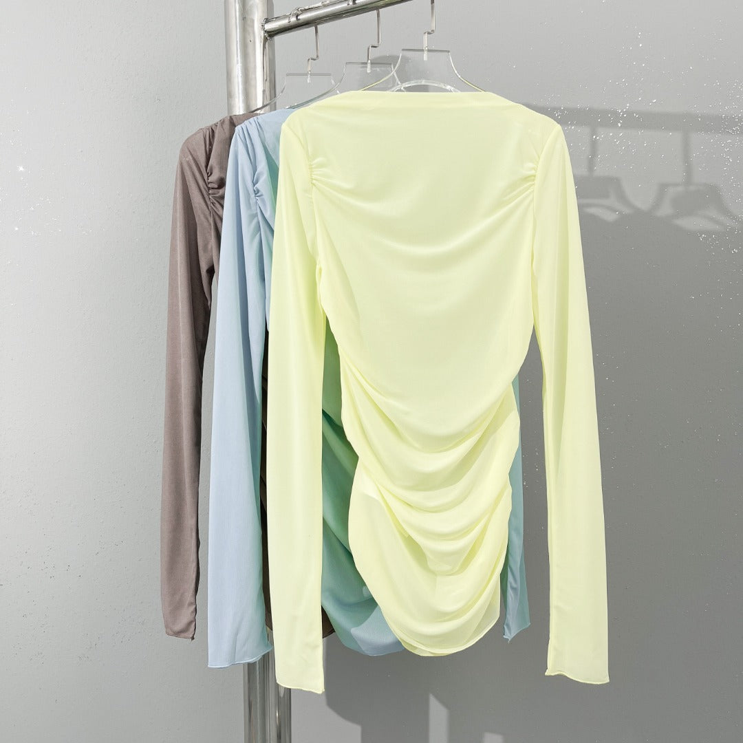 Macaroon Color Matching Thin Bottoming Shirt